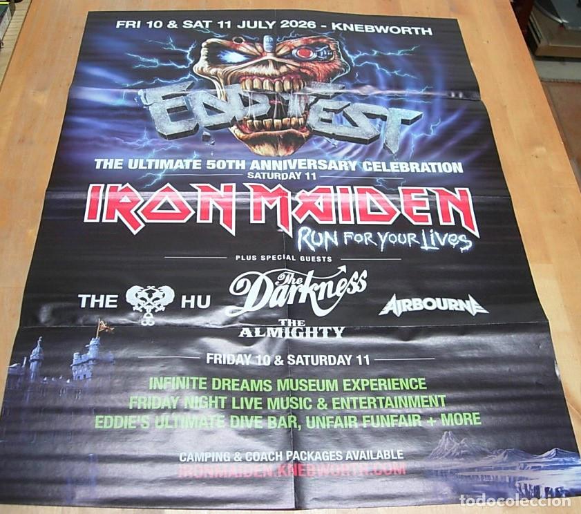 Photos of Singers: IRON MAIDEN Poster Gigante Doble Edd Fest Eddfest Knebworth 2026 + Burning Ambition + Sticker