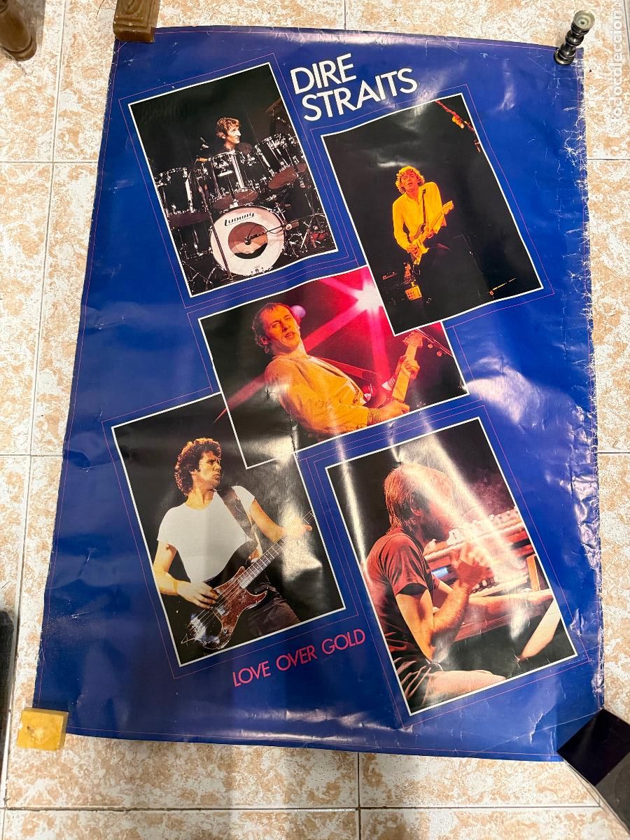 Fotos von Musikern: Antiguo poster del grupo musical DIRE STRAITS. Original de 1982. Mide 96x68cms