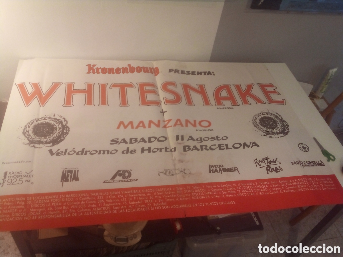 Photos of Singers: WHITESNAKE cartel original Manzano Barcelona 1990 TOUR 90X130