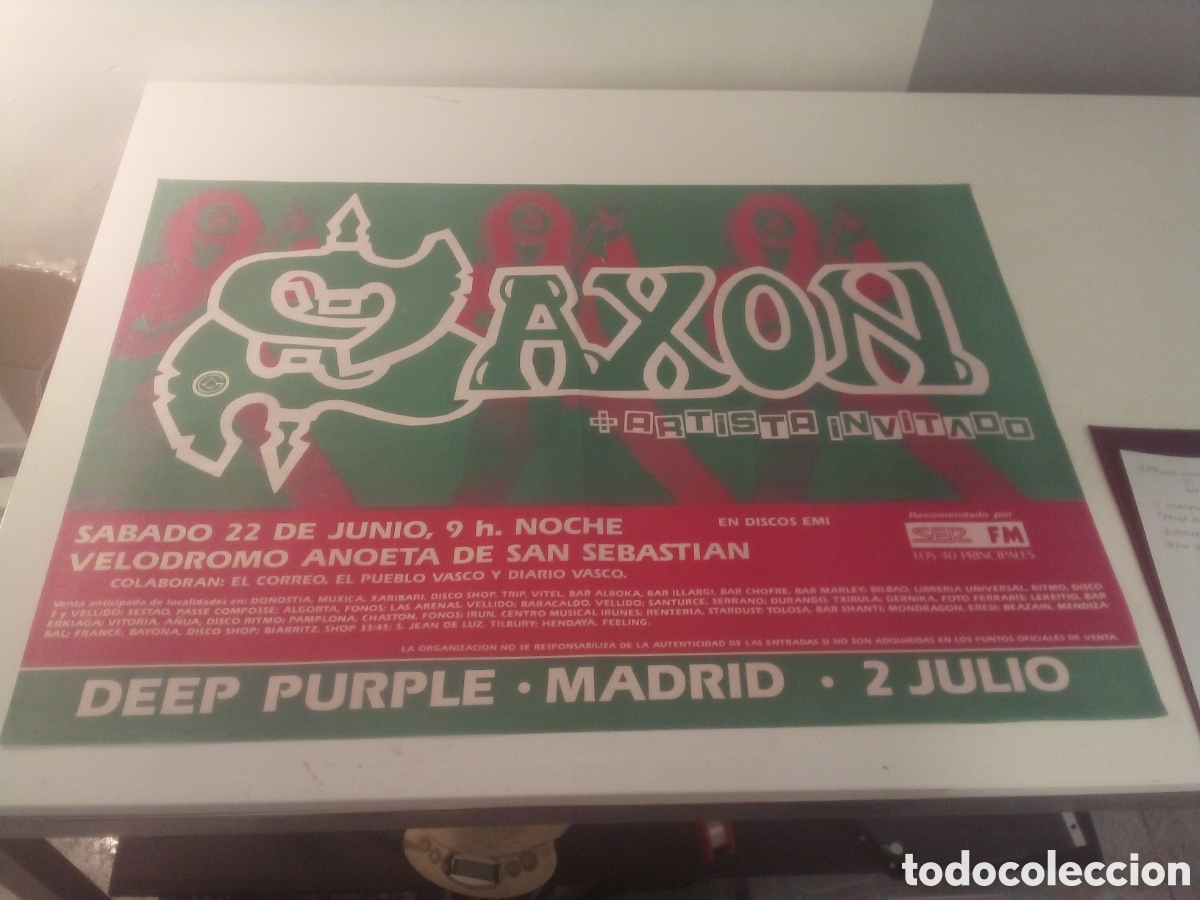 Fotos de cantantes: SAXON cartel original San Sebastian 1985 TOUR 63X89