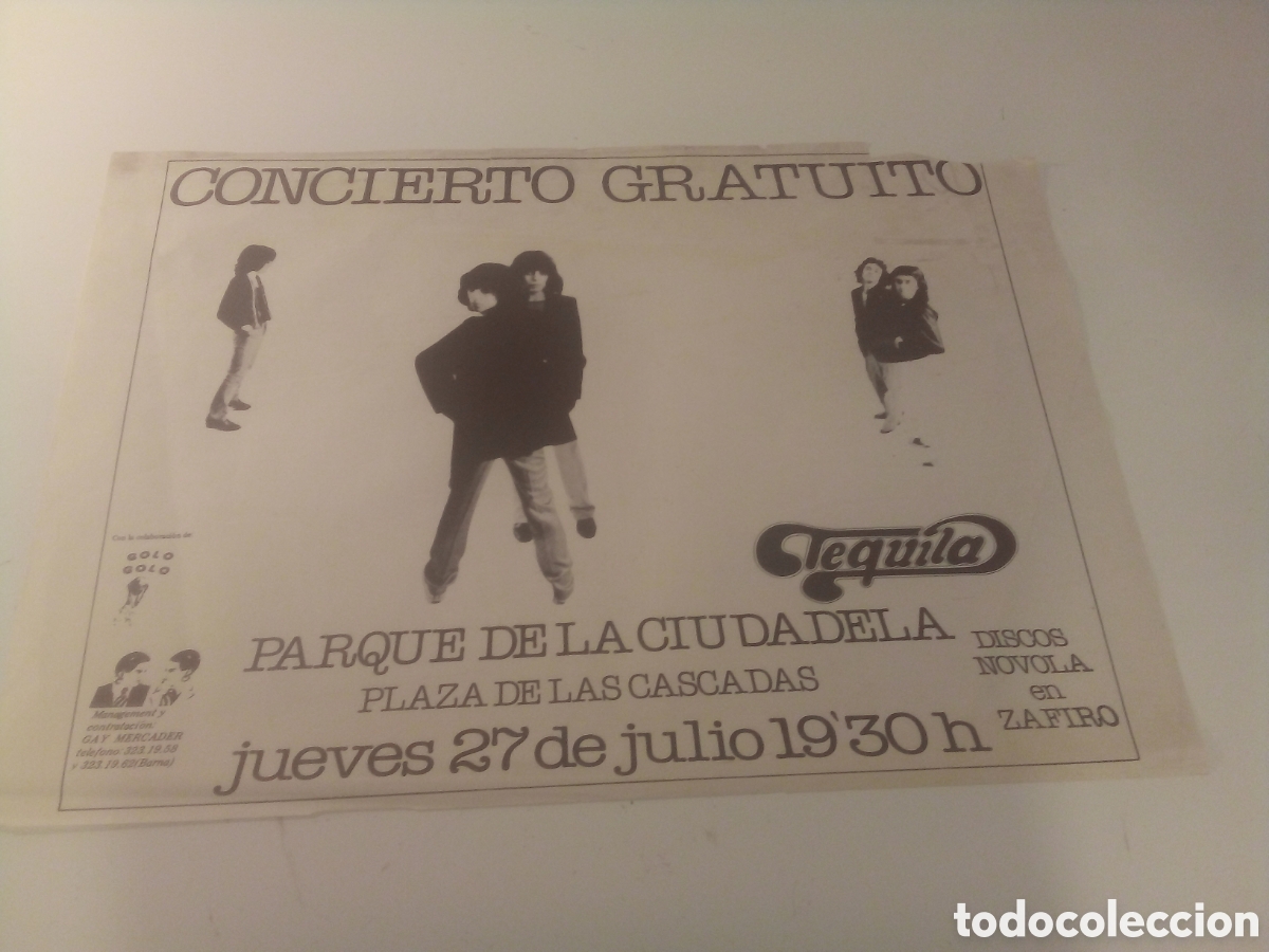 Fotos de cantantes: TEQUILA cartel original concierto gratuito Barcelona 70's 50x70