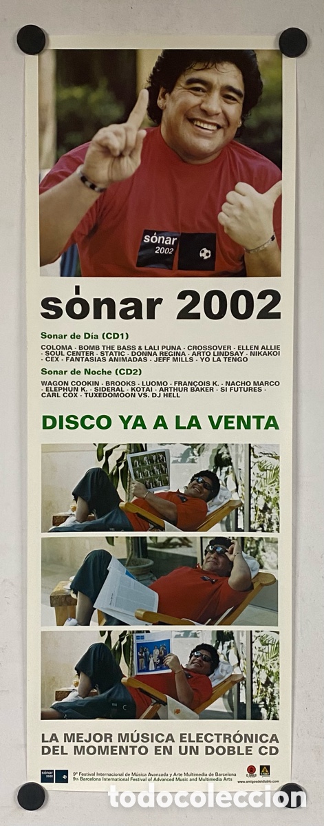 Photos of Singers: DIEGO ARMANDO MARADONA. CARTEL PROMOCIONAL FESTIVAL DE M&Uacute;SICA ELECTR&Oacute;NICA SONAR 2002 (BARCELONA)