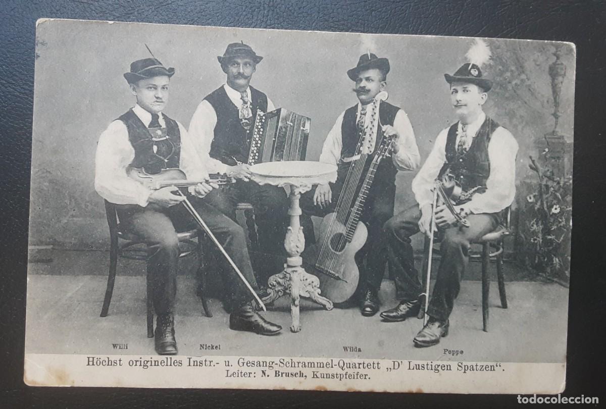 Fotos de cantantes: Postal alemana y centenaria del cuarteto musical GESANG-SCHRAMMEL QUARTETT