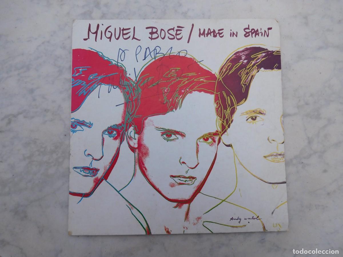 Fotos de cantantes: Tajeta promocional del LP de Miguel Bose made in Spain firmada por el artista