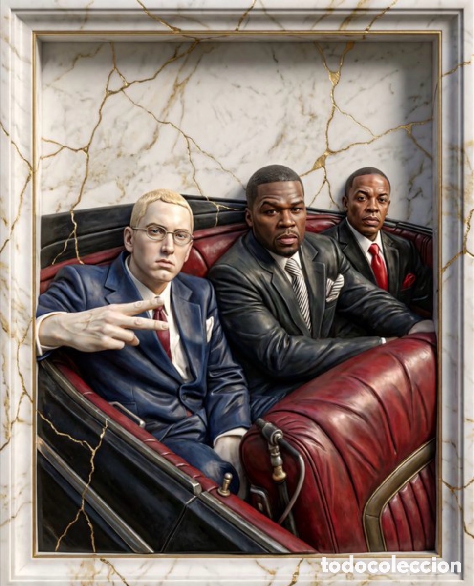 Fotos de cantantes: Eminem, 50 Cent, and Dr. Dre. Rap Trinity. Power Legacy. Edici&oacute;n firmada y limitada.