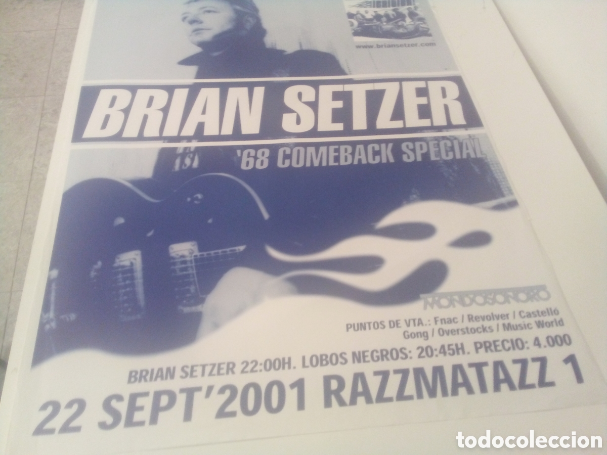 Fotos de cantantes: BRIAN SETZER Stray cats Cartel original Barcelona 2001 100x70