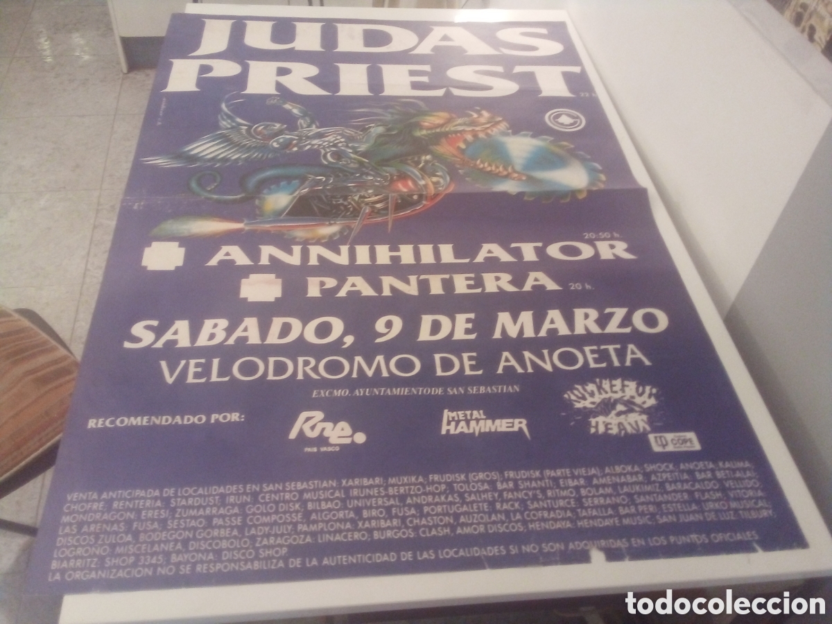 Fotos de cantantes: JUDAS PRIEST + Pantera cartel original San Sebasti&aring;n 1991 TOUR 127X86