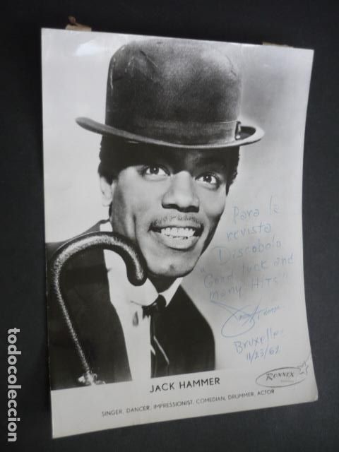 Photos of Singers: JACK HAMMER CANTANTE ANTIGUA FOTOGRAFIA CON FIRMA DEDICATORIA AUTOGRAFA 24 X 18 CM
