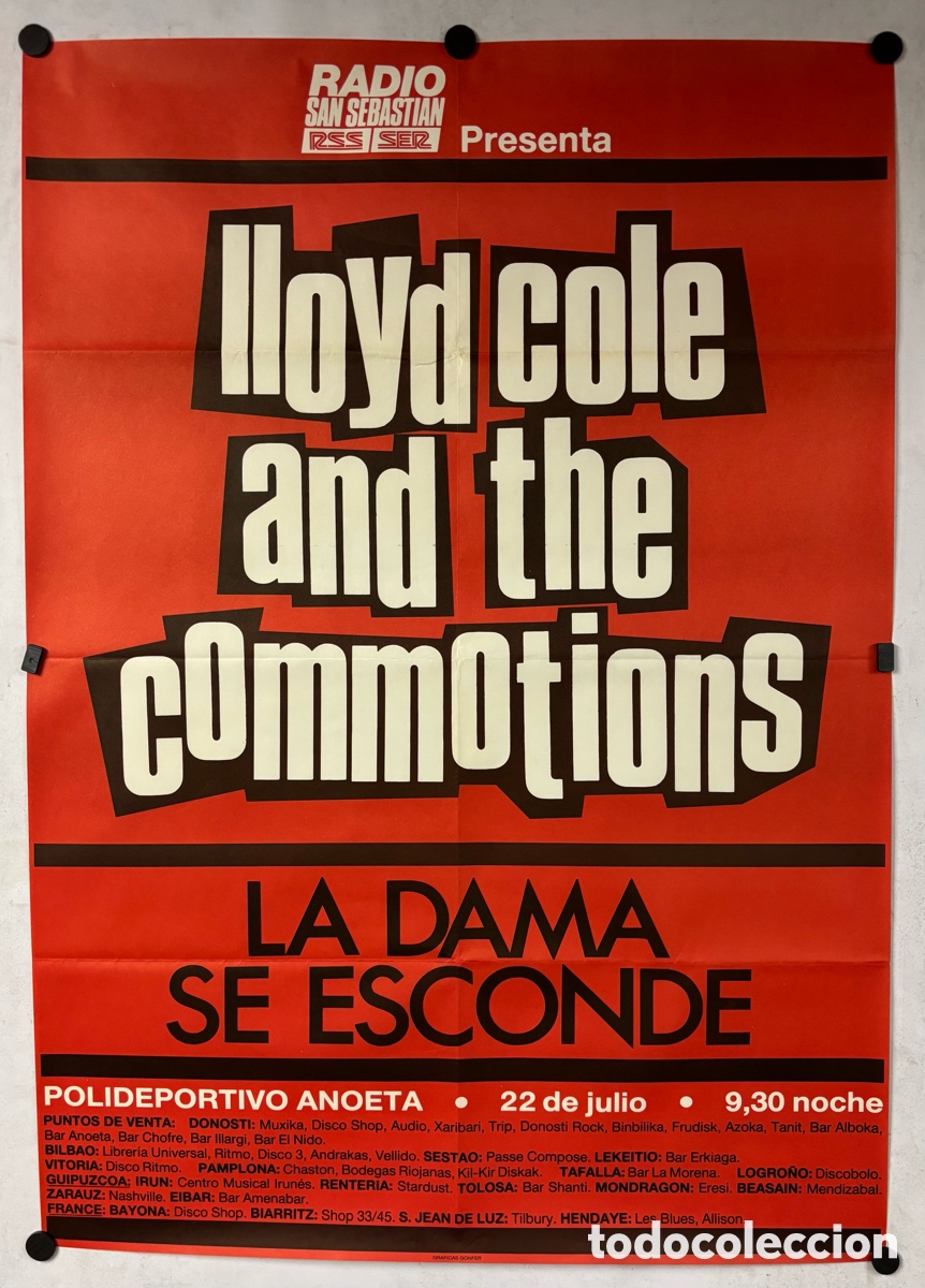 Foto di Cantanti: LLOYD COLE & THE COMMOTIONS + LA DAMA SE ESCONDE. CARTEL ORIGINAL CONCIERTO EN 1985