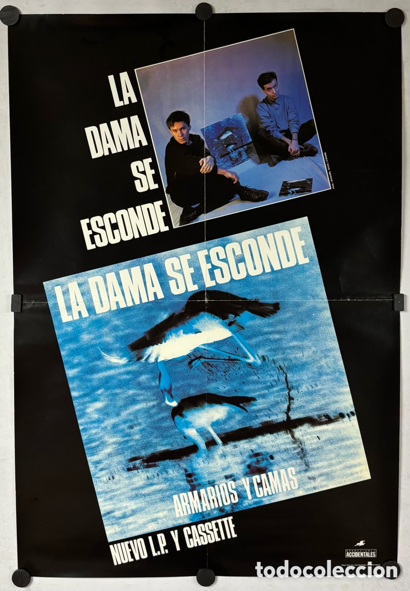Foto di Cantanti: LA DAMA SE ESCONDE. ARMARIOS Y CAMAS (1986). HIST&Oacute;RICO CARTEL ORIGINAL PROMOCIONAL DEL ALB&Uacute;M.