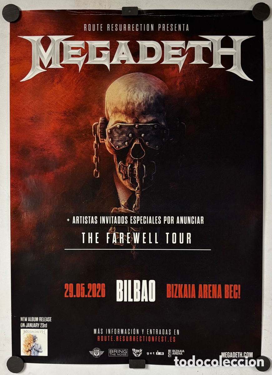 Fotos de cantantes: MEGADETH. CARTEL PROMOCIONAL CONCIERTO THE FAREWELL TOUR EN BILBAO EN 2026.