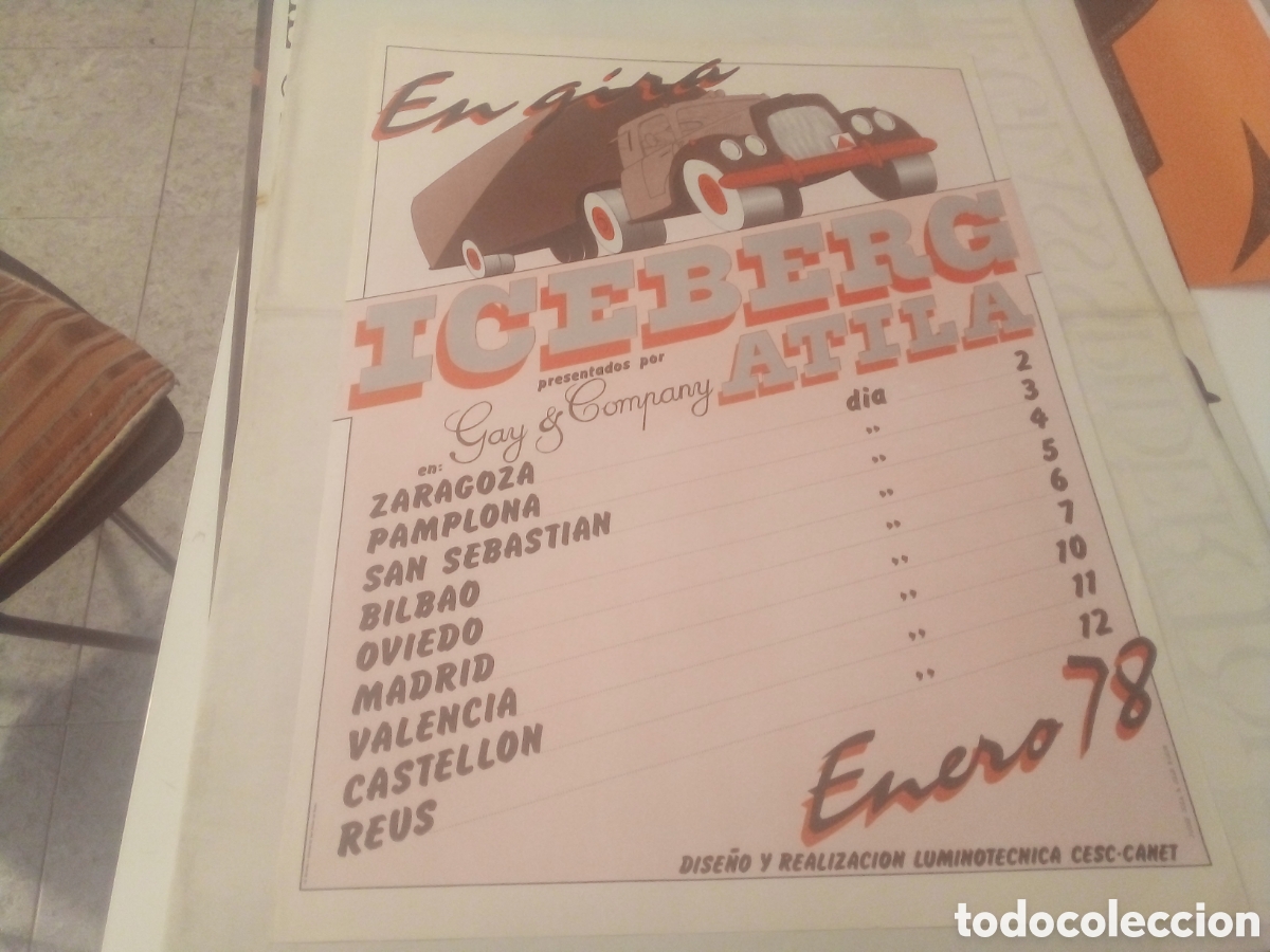 Fotos de cantantes: ICEBERG + ATILA Cartel original Espa&ntilde;a 1978 TOUR 69X49