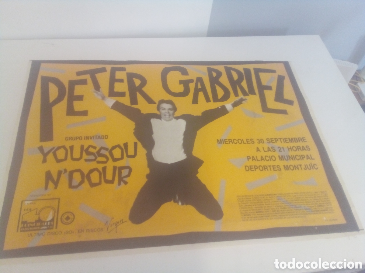 Fotos de cantantes: PETER GABRIEL + YOUSSOU N'DOUR cartel original Barcelona 1987 TOUR Genesis 70X100