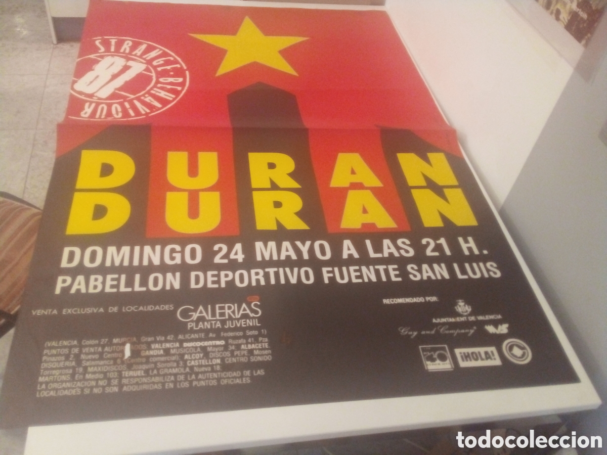 Fotos de cantantes: DURAN DURAN cartel original Valencia 1987 TOUR 130X90