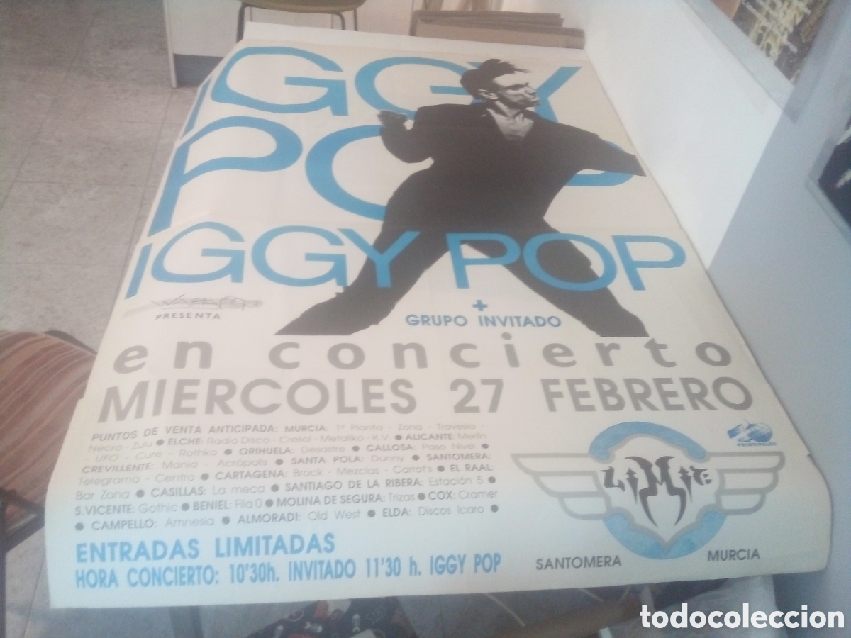 Fotos de cantantes: IGGY POP cartel original Murcia 1991 TOUR 140X100