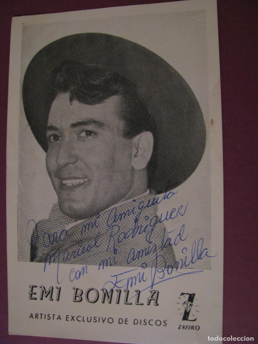 Fotos de cantantes: POSTAL DE EMI BONILLA. DISCOGRAFIA, ZAFIRO. FIRMADA, DEDICADA.