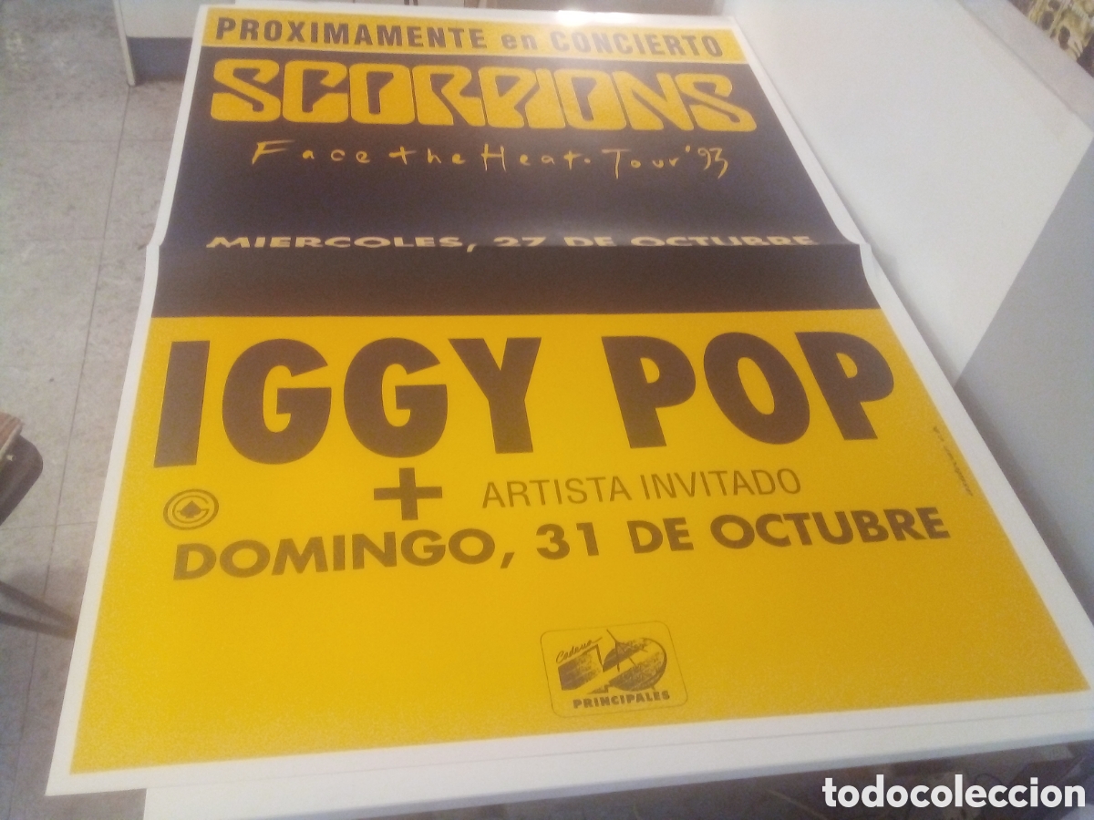 Fotos de cantantes: IGGY POP SCORPIONS cartel original Barcelona 1993 TOUR 130X90