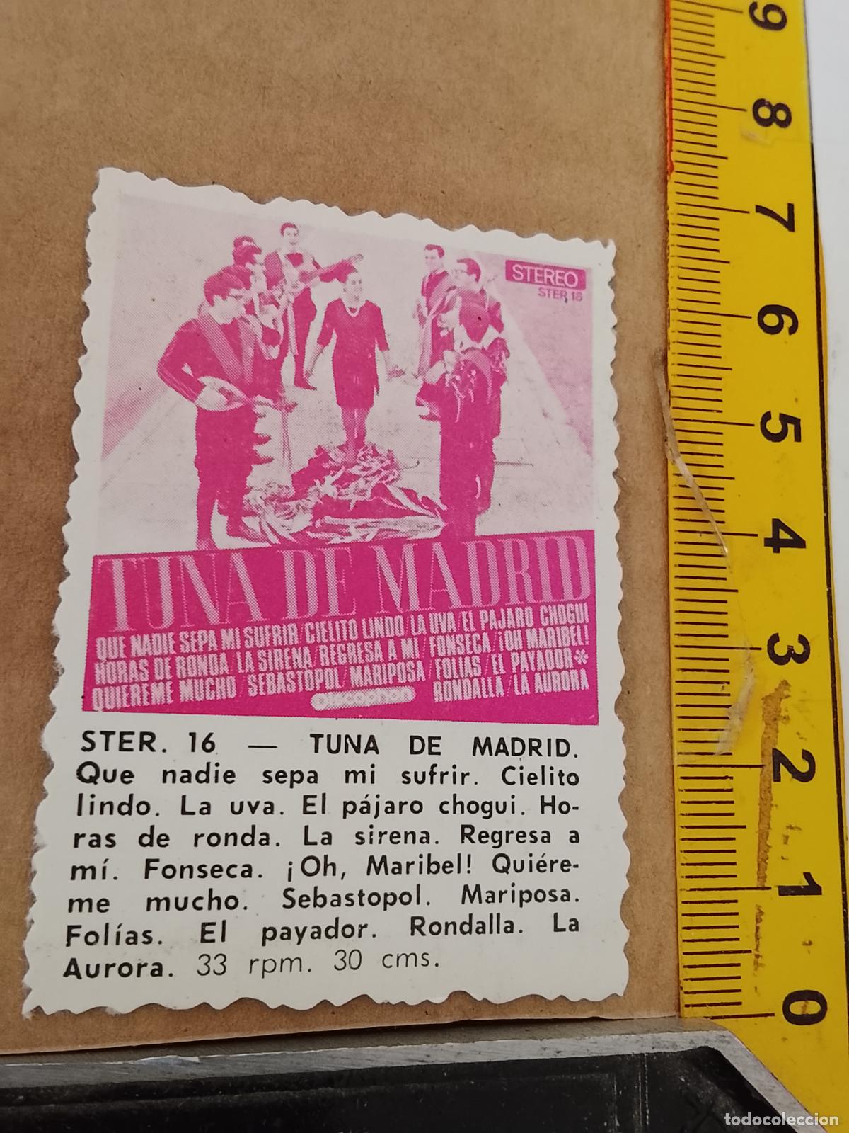 Fotos de cantantes: troquel - CROMO o similar papel grueso troquelado grupo musical CANTANTE TUNA DE MADRID ESTUDIANTINA