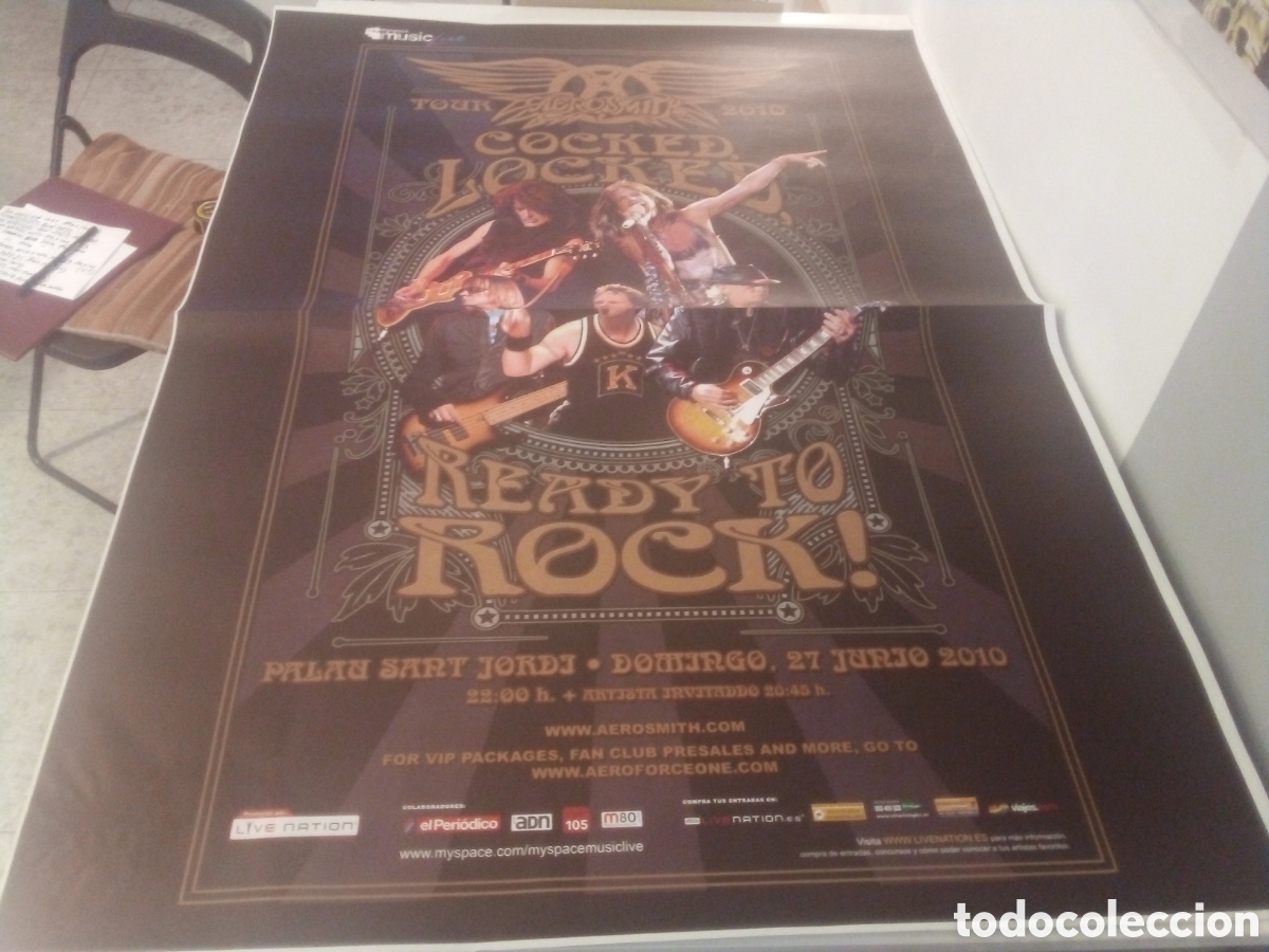 Fotos de cantantes: AEROSMITH cartel original Barcelona 2010 TOUR 130X90