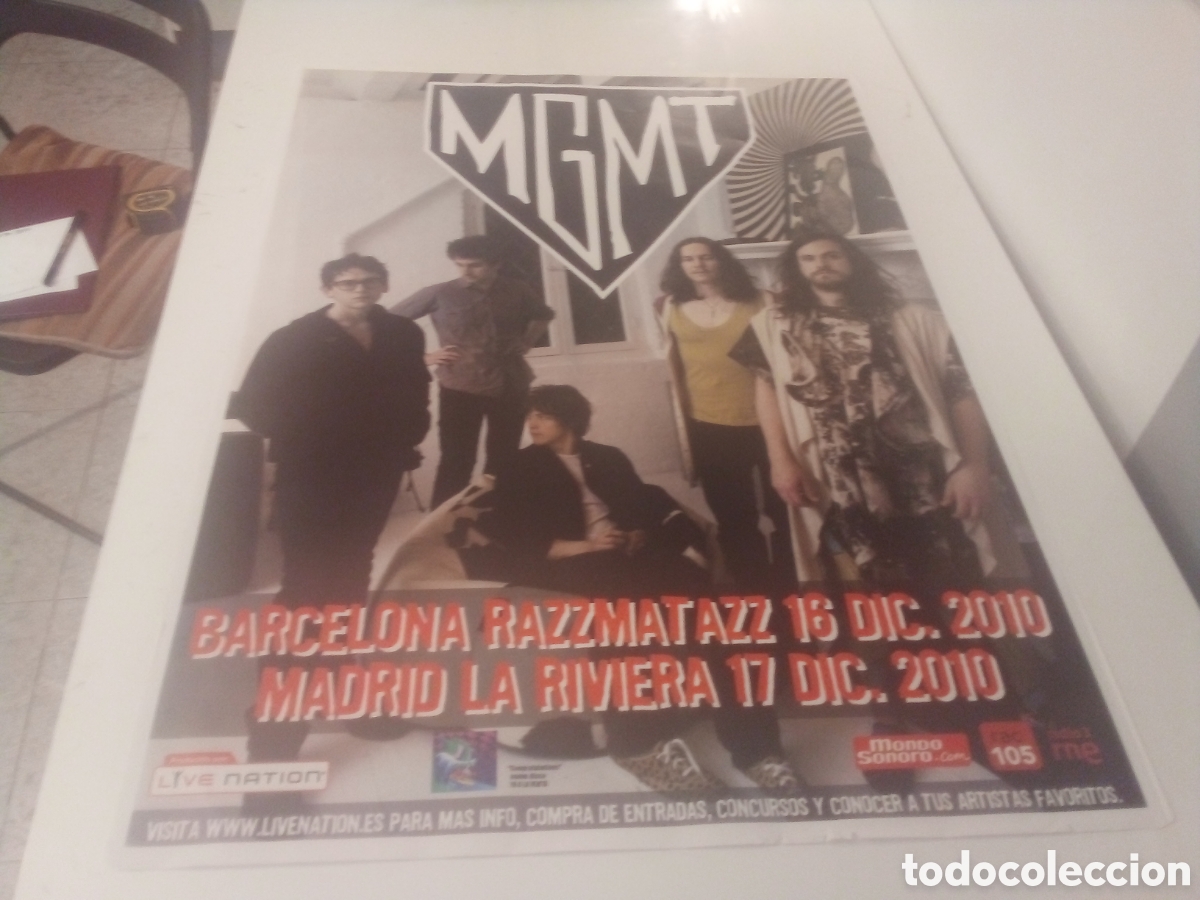 Fotos de cantantes: MGMT cartel original Barcelona Madrid 2010 TOUR 100X70 26B