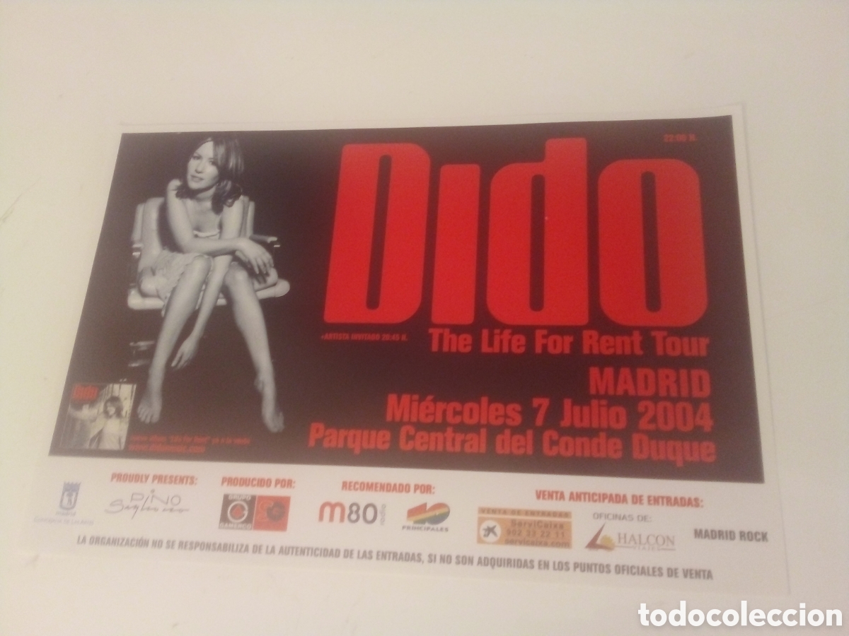 Fotos de cantantes: DIDO cartel original Madrid 2004 TOUR 30X42
