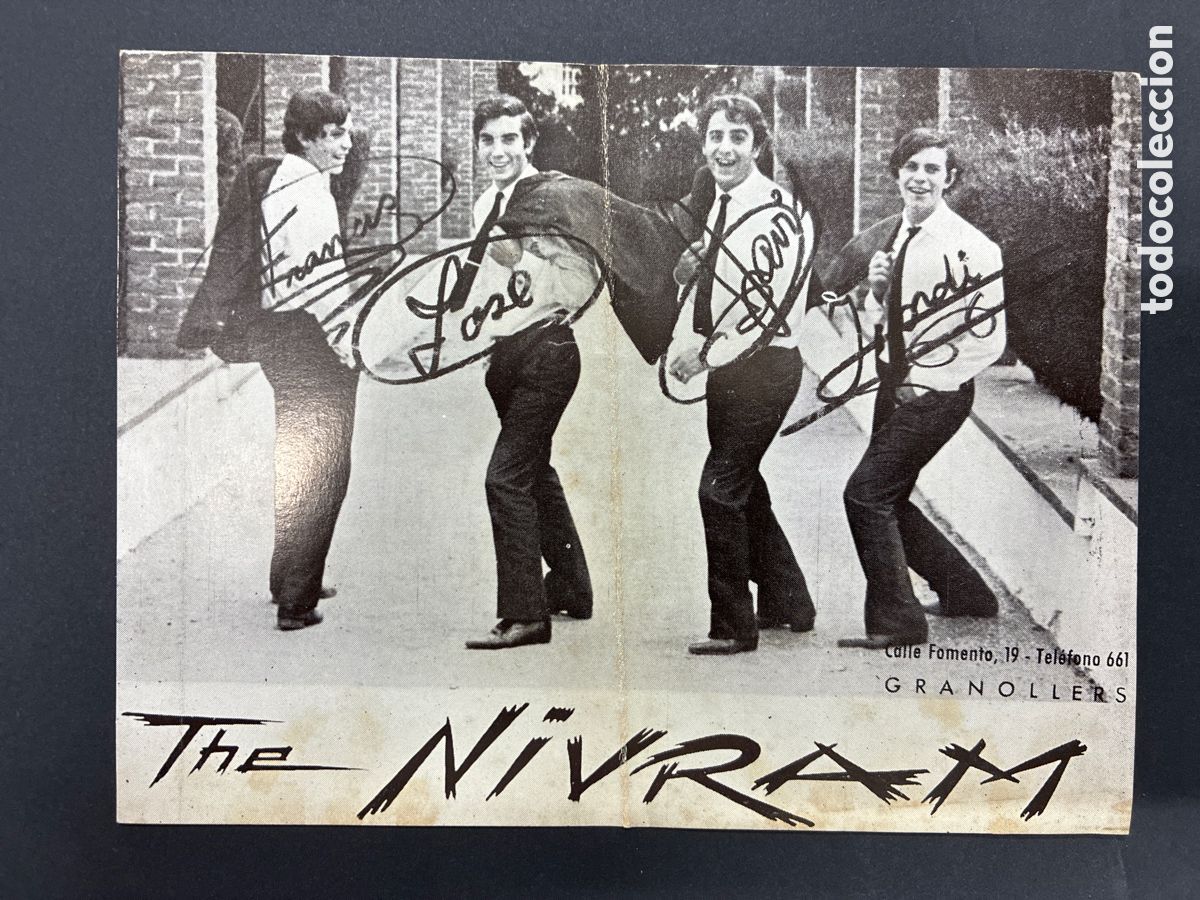 Fotos de cantantes: POSTAL PROMOCIONAL GRUPO LOS NIVRAM FIRMADA POR EL GRUPO GRANOLLERS