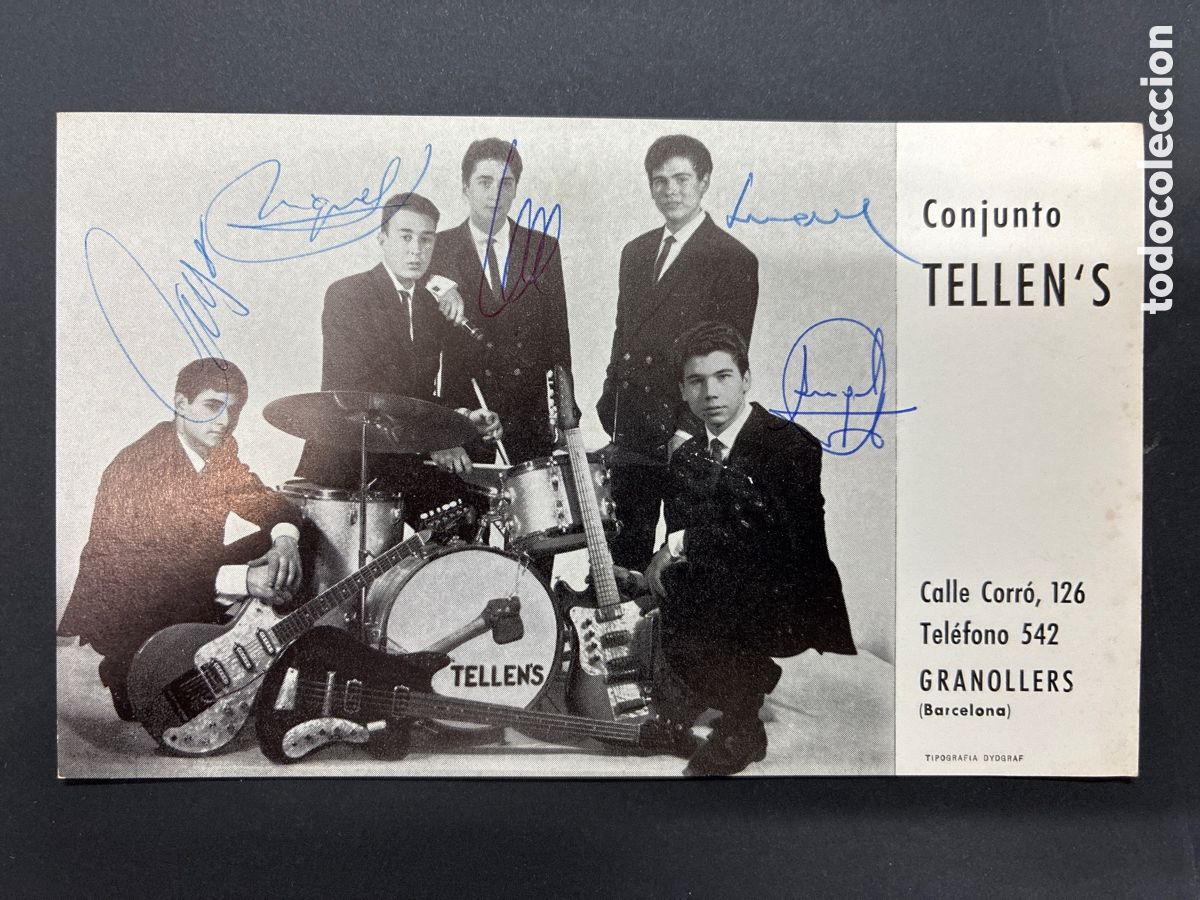Fotos de cantantes: POSTAL PROMOCIONAL GRUPO CONJUNTO TELLEN&acute;S FIRMADA POR EL GRUPO GRANOLLERS