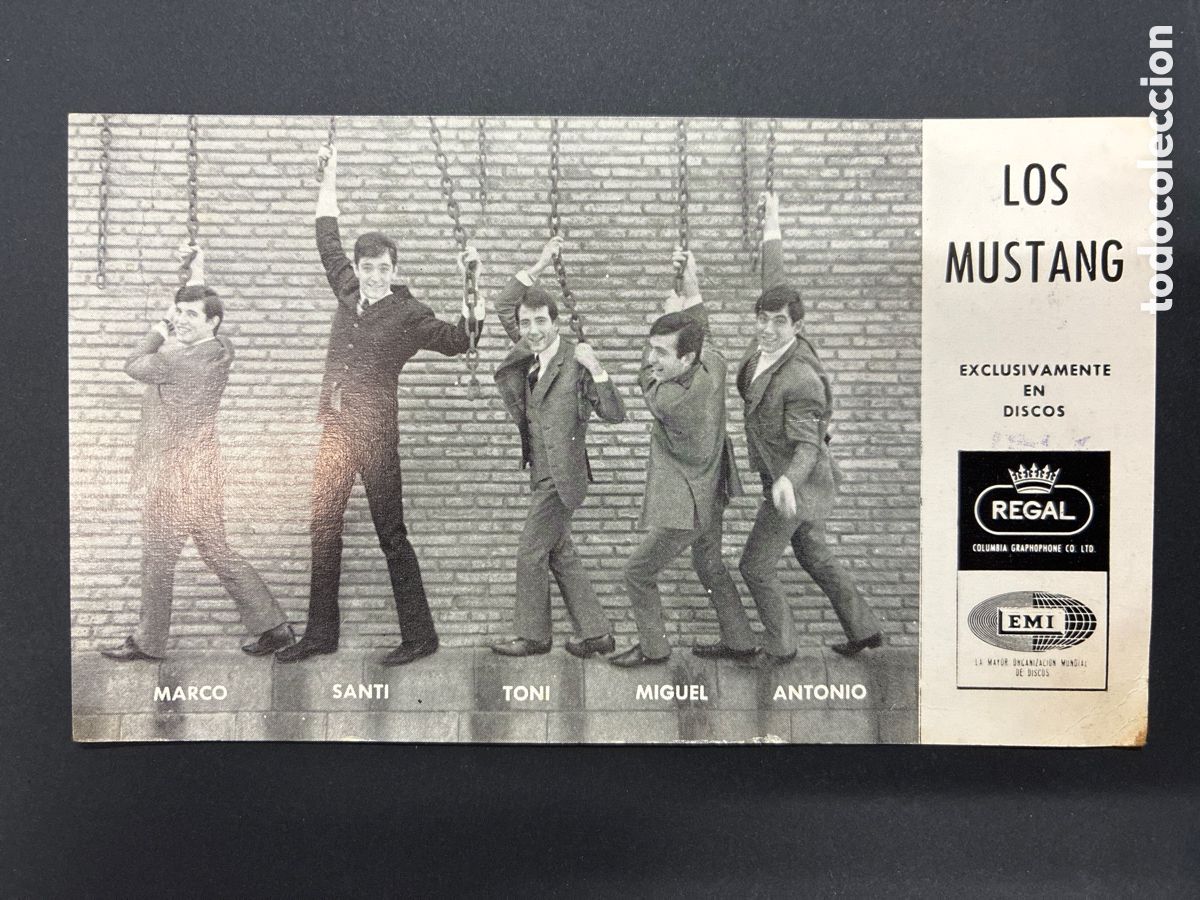 Fotos de cantantes: POSTAL PROMOCIONAL GRUPO LOS MUSTANG DISCOS REGAL