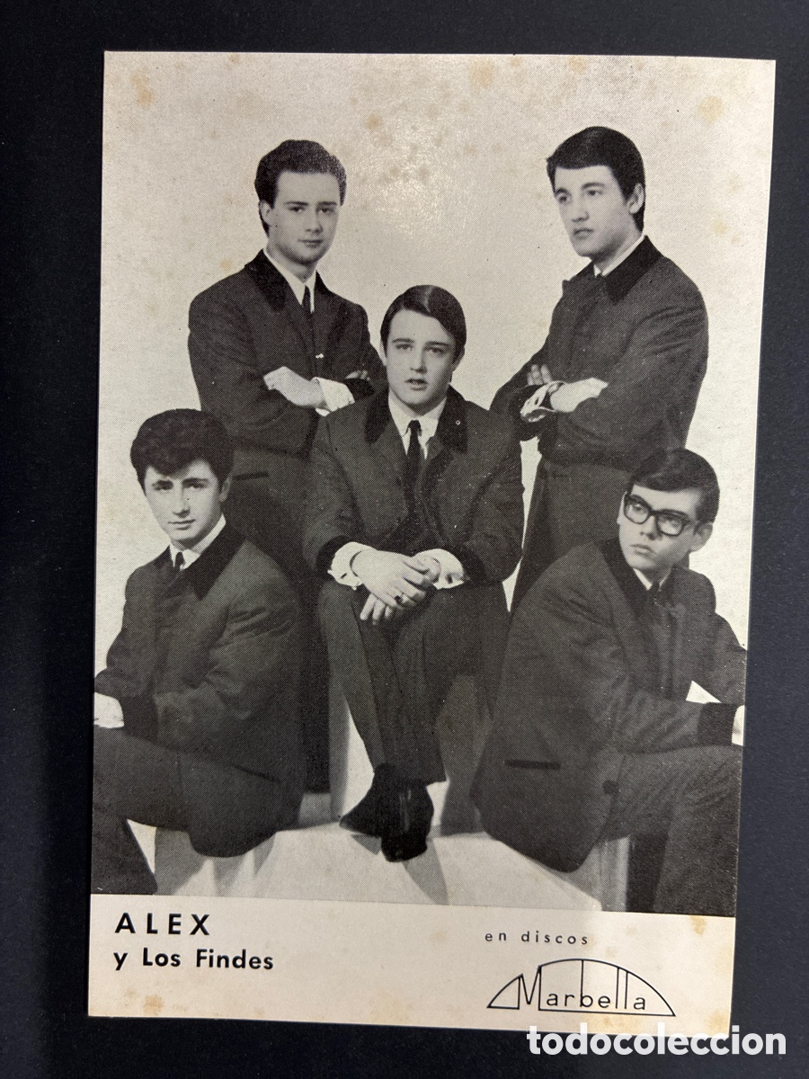 Fotos de cantantes: POSTAL PROMOCIONAL GRUPO ALEX Y LOS FINDES DISCOS MARBELLA