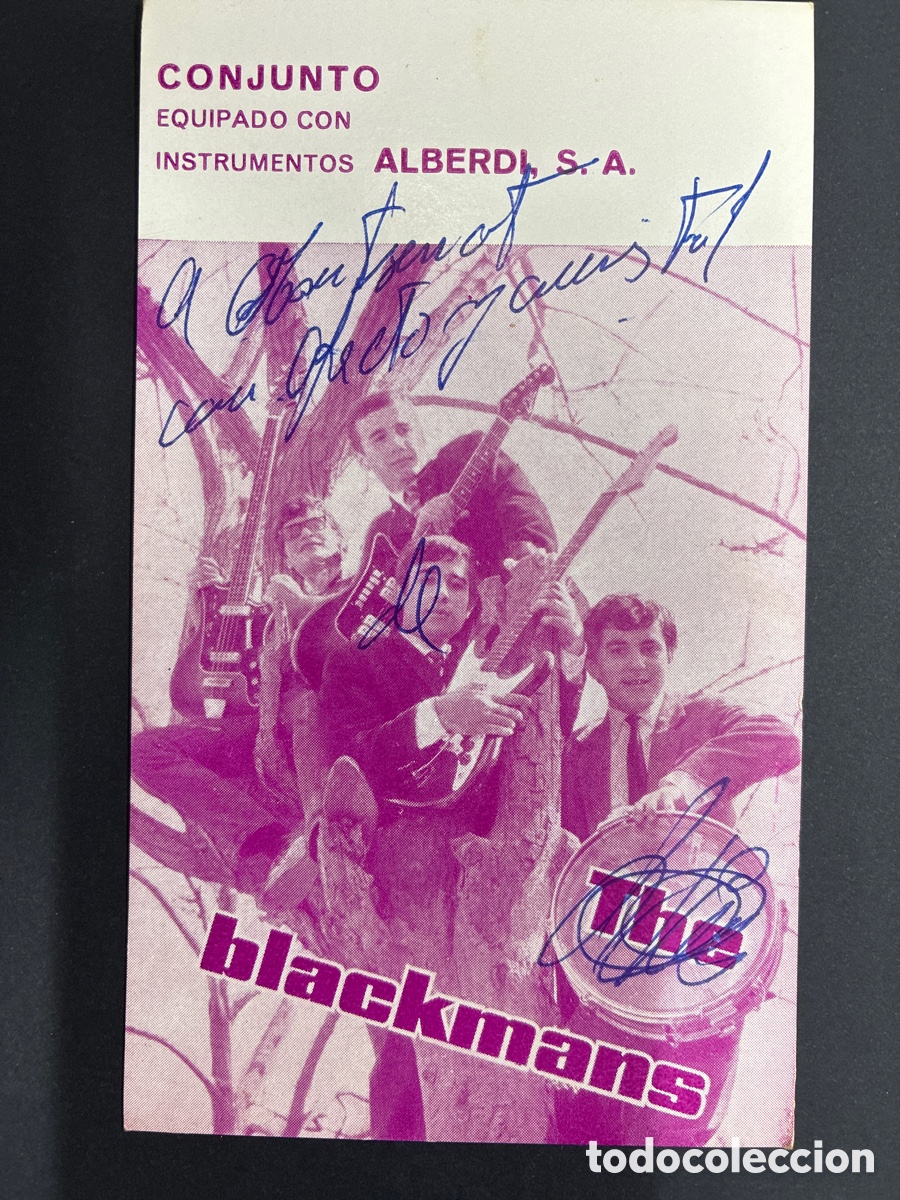 Fotos de cantantes: POSTAL PROMOCIONAL GRUPO THE BLACKMANS FIRMADA POR EL GRUPO