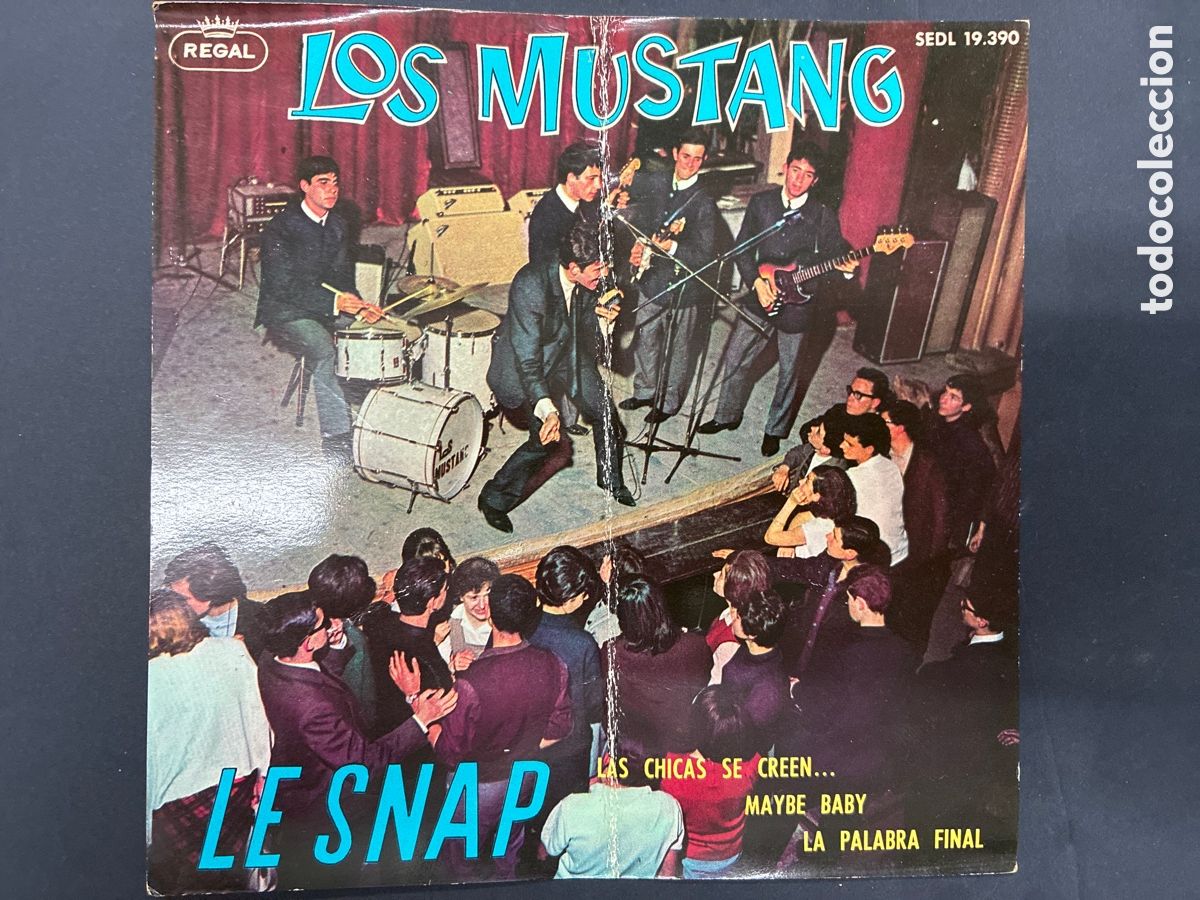 Fotos de cantantes: POSTAL PROMOCIONAL GRUPO LOS MUSTANG FIRMADA POR EL GRUPO DISCOS REGAL