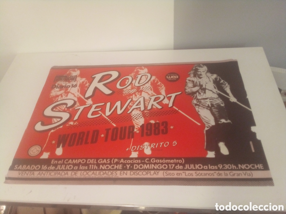 Fotos de cantantes: ROD STEWART cartel original Madrid 1983 World TOUR 65X97 26