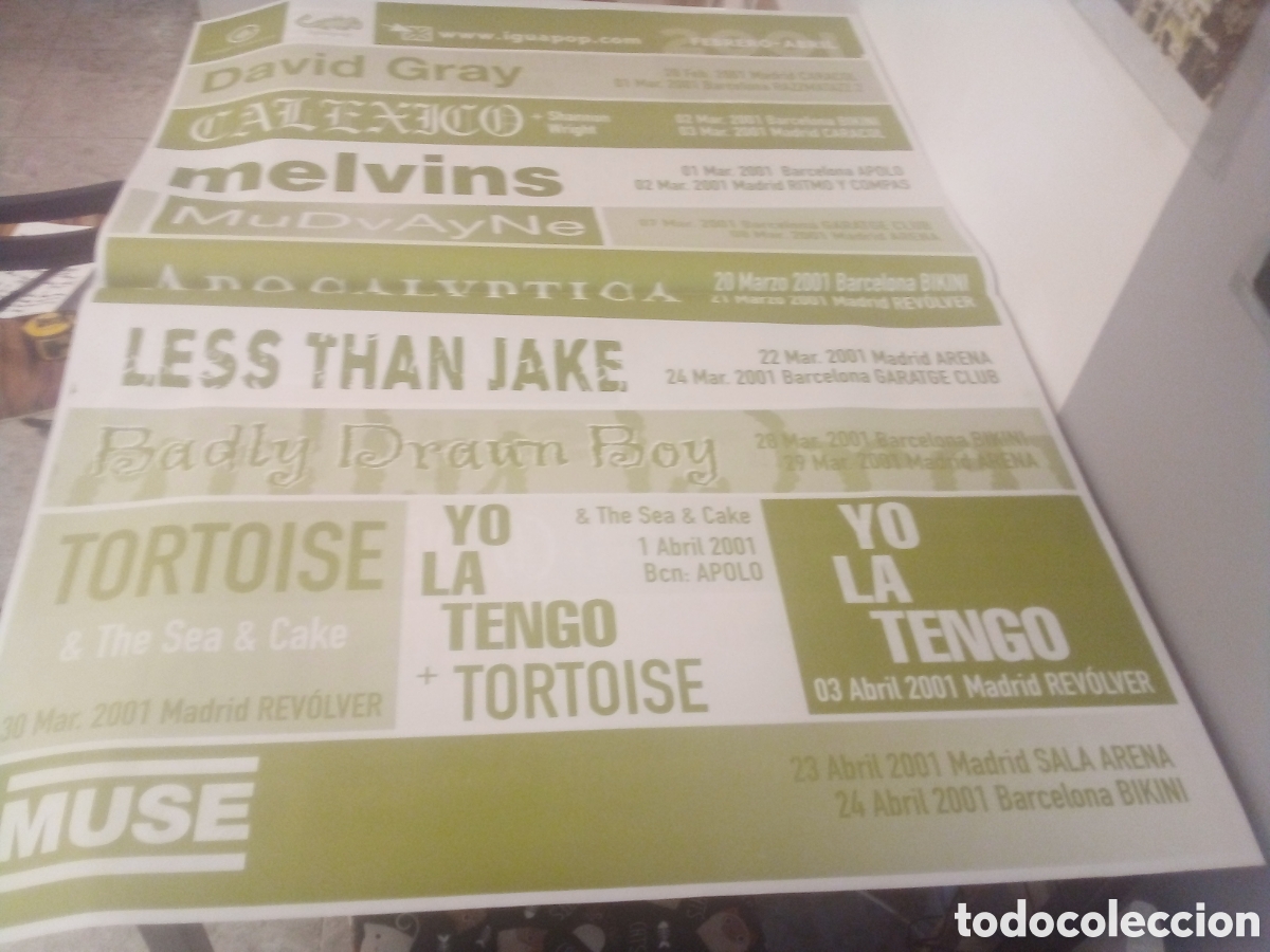 Fotos de cantantes: DAVID GRAY MELVINS MUSE YO LA TENGO cartel original 2001 TOUR 140X100