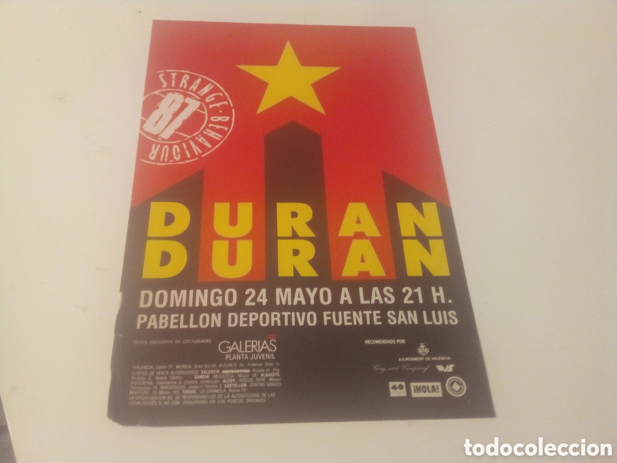 Foto di Cantanti: DURAN DURAN cartel original Valencia 1987 TOUR 45X30