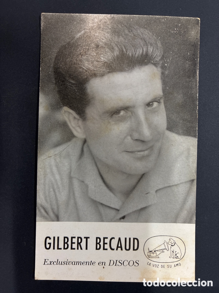 Fotos de cantantes: POSTAL PROMOCIONAL GILBERT BECAUD DISCOS LA VOZ DE SU AMO