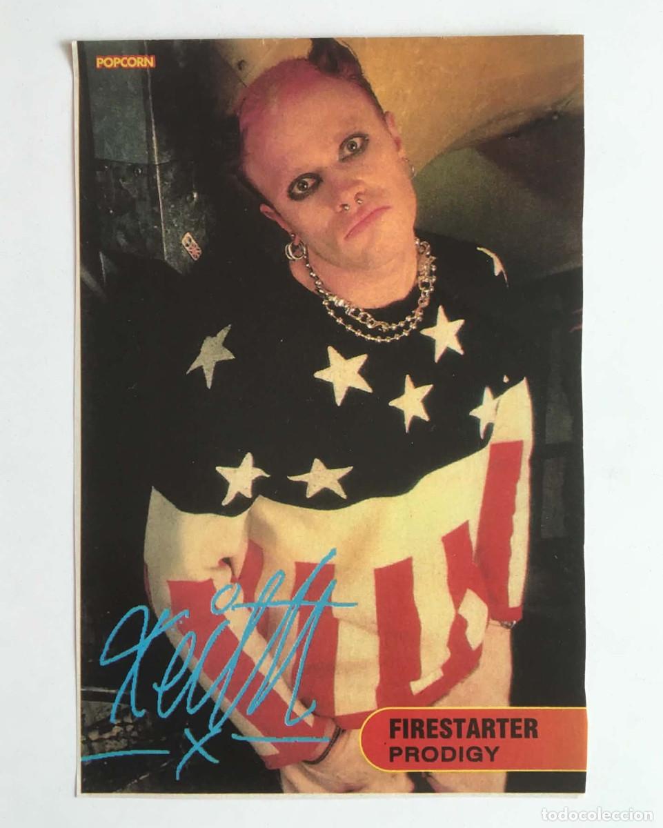 Fotos de cantantes: The Prodigy Firestarter Vintage Collectible Song Lyrics Cutout Card - Popcorn Magazine Bulgaria 1996