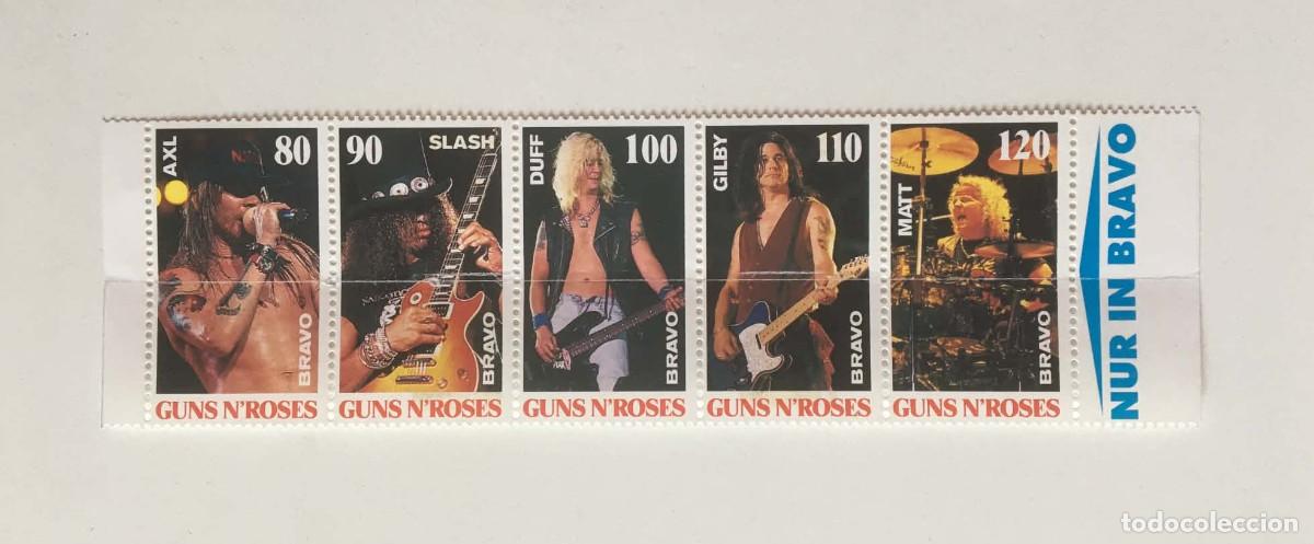 Foto di Cantanti: Guns N' Roses Vintage Stamp Sheet Strip - Bravo Magazine Germany 1990s
