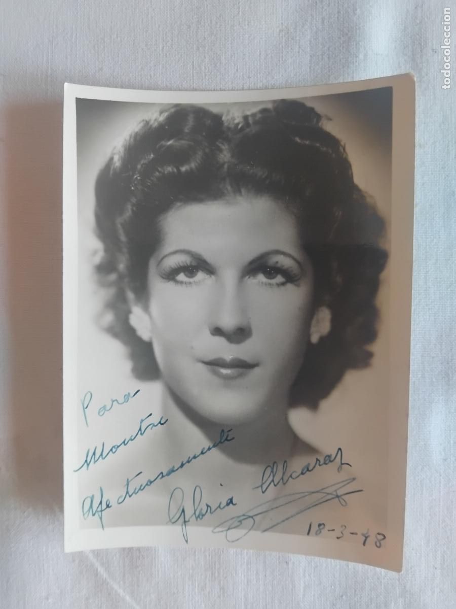 Fotos de cantantes: FOTOGRAFIA DE GLORIA ALCARAZ FIRMADA Y DEDICADA. LABORATORIOS FOTOGRAFICOS ALFONSO.