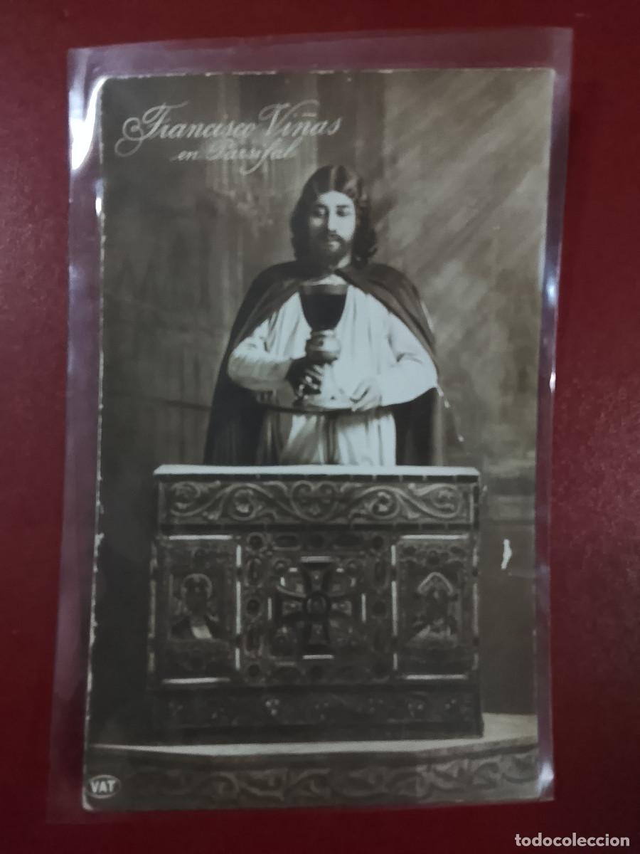Fotos de cantantes: Tarjeta postal del tenor Francisco Vi&ntilde;as en Parsifal, dedicada y firmada en el reverso