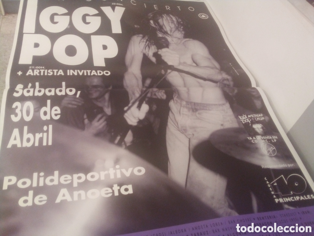 Fotos de cantantes: IGGY POP cartel ORIGINAL San Sebastian 1994 TOUR 130X90