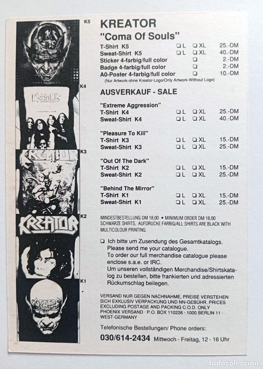 Fotos de cantantes: POSTAL ORIGINAL KREATOR - COMA OF SOULS