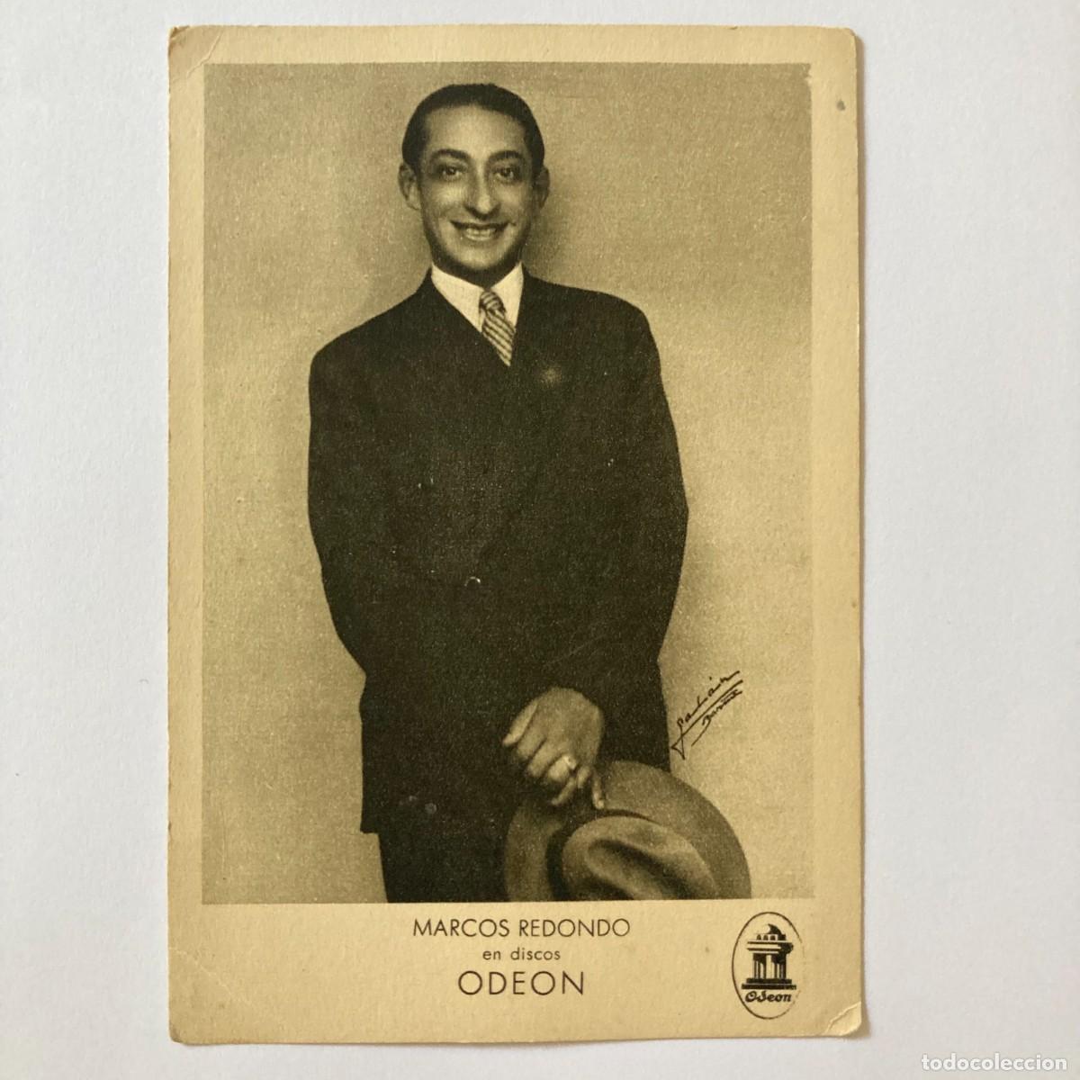 Fotos de cantantes: TARJETA CAMPA&Ntilde;A PUBLICIDAD MARCOS REDONDO EN DISCOS ODEON - FOTO CON AUT&Oacute;GRAFO IMPRESO