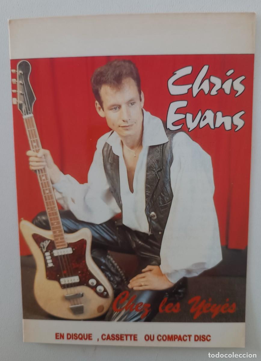 Fotos de cantantes: Postal Promocional Cantante franc&eacute;s Chis Evans Fan club Rock 'n' roll Rockabilly 1991 Musidisc DCA