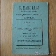 Libretos de ópera: EL TEATRO LÍRICO. EL BARBERO DE SEVILLA. CIRCA 1900. MADRID, ADMINISTRACIÓN DE LA GALERÍA LITERARIA.. Lote 26948650