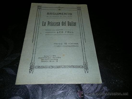 Libretos de &oacute;pera: OPERA - LA PRINCESA DEL DOLLAR - 1912 - Foto 1