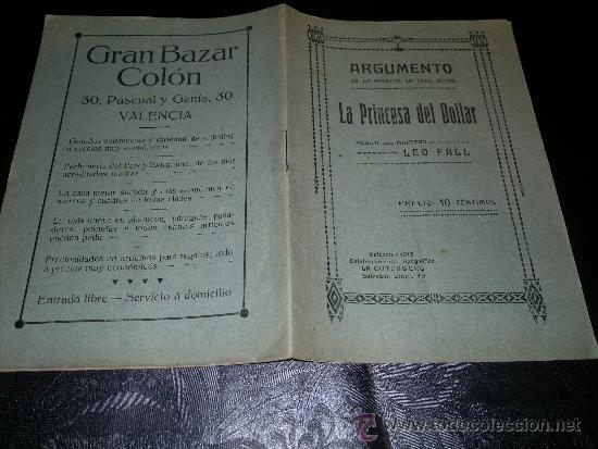 Libretos de &oacute;pera: OPERA - LA PRINCESA DEL DOLLAR - 1912 - Foto 2