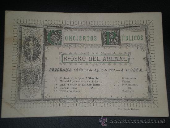 Libretos de &oacute;pera: 1881 PROGRAMA OPERA CONCIERTO DE MUSICA EN BILBAO - Foto 1