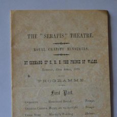 Libretos de ópera: PROGRAMA FOLLETO O LIBRETO DE CONCIERTO O TEATRO THE SERAPIS THEATRE CREO QUE DE GIBRALTAR, AÑO 1876