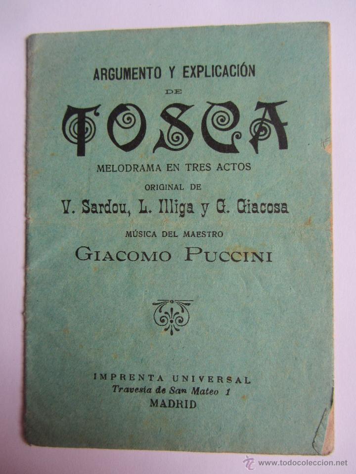 Libretos de &oacute;pera: Argumento y explicaci&oacute;n de Tosca. Puccini. - Foto 1