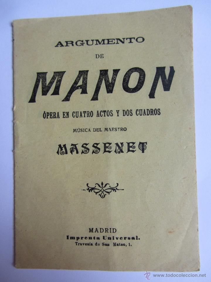 Libretos de &oacute;pera: Argumento de Manon. Massenet. - Foto 1